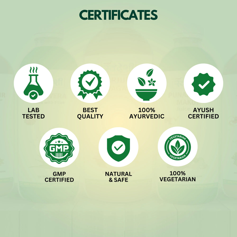 Arjun Ashwagandha Juice is certified with lab tested, best quality, 100% ayurvedic, ayush, gmp, 100% vegetarian